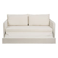 Sofa Beige Polyester Leinen 210 x 93 x 95 cm-3