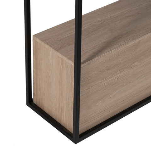 Konsole Schwarz natürlich Eisen Holz MDF 122,5 x 22,5 x 75 cm-4