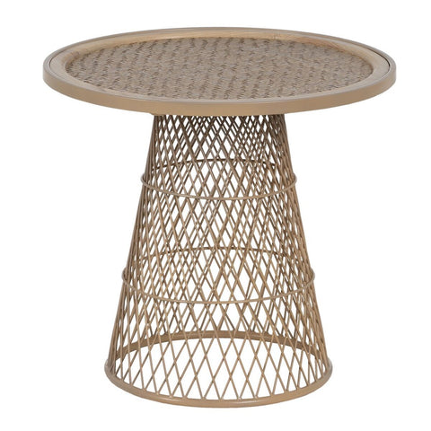 Beistelltisch Beige Eisen Rattan 55 x 55 x 50 cm-0