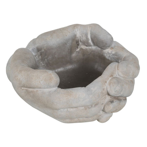 Blumentopf Grau Zement Hand 24 x 22 x 12 cm-3