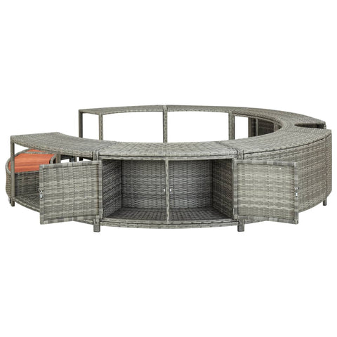 hocami - Whirlpool-Umrandung Grau Poly Rattan - whirlpool-umrandung-grau-poly-rattan-1 - 