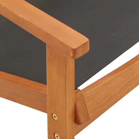 hocami - Garten-Loungestuhl Schwarz Massivholz Eukalyptus und Textilene - garten-loungestuhl-schwarz-massivholz-eukalyptus-und-textilene-3 - 