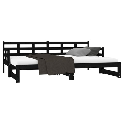 hocami - Tagesbett Ausziehbar Schwarz Massivholz Kiefer 2x(90x200) cm - tagesbett-ausziehbar-schwarz-massivholz-kiefer-2x90x200-cm-5 - 