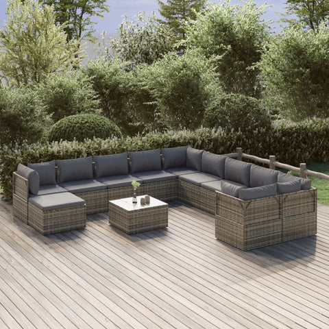 hocami - vidaXL 12 Piece Patio Lounge Set with Cushions Gray Poly Rattan - vidaxl-12-piece-patio-lounge-set-with-cushions-gray-poly-rattan-10 - 