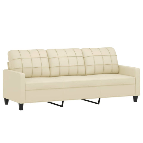 hocami - 3-Sitzer-Sofa Creme 180 cm Kunstleder - 3-sitzer-sofa-creme-180-cm-kunstleder - 