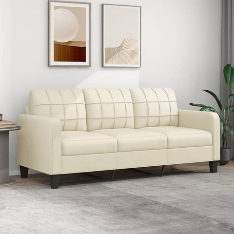 hocami - 3-Sitzer-Sofa Creme 180 cm Kunstleder - 3-sitzer-sofa-creme-180-cm-kunstleder - 