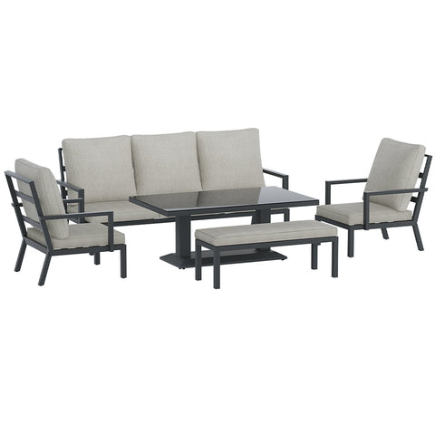 Gardeon Outdoor Sofa 7-Seater Lounge Set Garden Patio Aluminium Bench w/Cushions-0