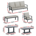 Gardeon Outdoor Sofa 7-Seater Lounge Set Garden Patio Aluminium Bench w/Cushions-1