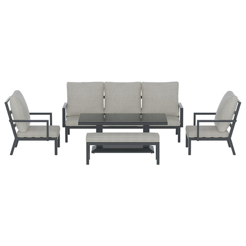 Gardeon Outdoor Sofa 7-Seater Lounge Set Garden Patio Aluminium Bench w/Cushions-2