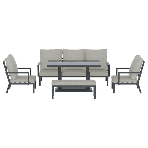 Gardeon Outdoor Sofa 7-Seater Lounge Set Garden Patio Aluminium Bench w/Cushions-3