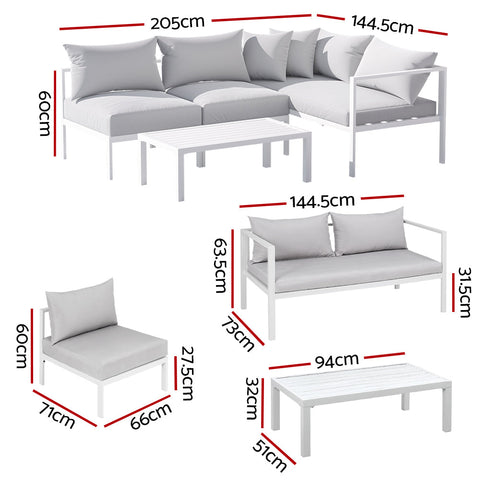 Gardeon 4-Seater Aluminium Outdoor Sofa Set Lounge Setting Table Chair Furniture-1