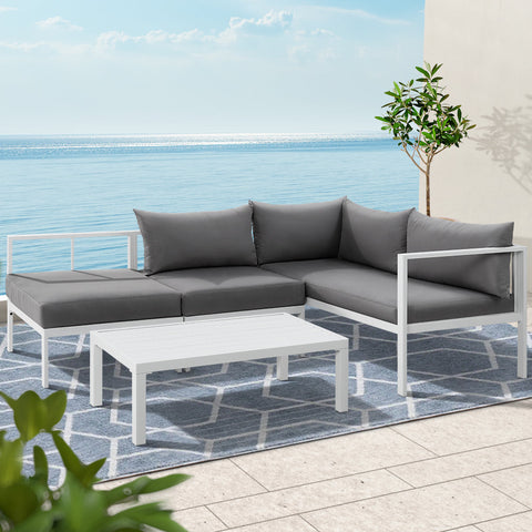 Gardeon 4-Seater Aluminium Outdoor Sofa Set Lounge Setting Table Chair Furniture-7