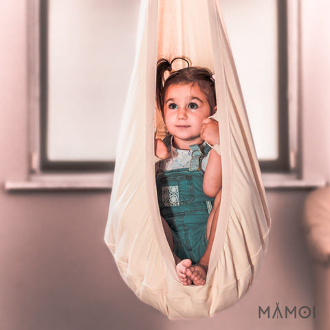 MAMOI® Hängesessel für kinder, Therapieschaukel, Schaukel für kinderzimmer, Hängehöhle, Hängeschaukel, Sensory swing, Schaukeltuch indoor, Hängesack, Tuchschaukel, Babyschaukel, Hängetuch-3