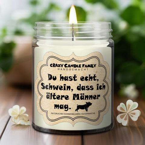 Du hast echt Schwein, dass ich ältere Männer mag. Kerze Geburtstag Geschenk für Ihn Geschenk für Männer Jahrestag für Mann von Frau lustig-1