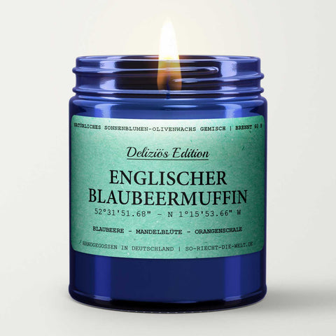 Englischer Blaubeermuffin Duftkerze - Deliziös Edition - Blaubeere | Mandelblüte | Orangenschale-1