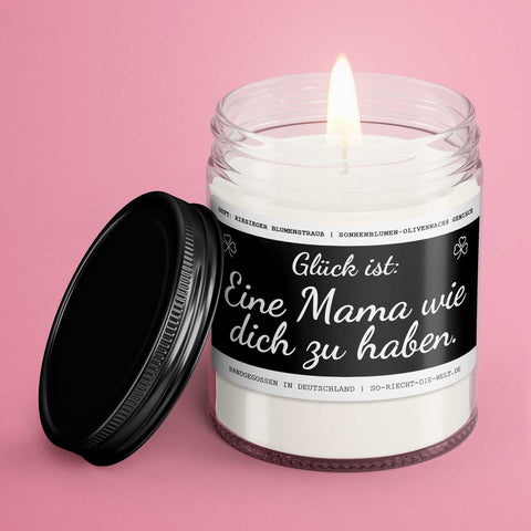 Mama Duftkerze "Glück ist, eine Mama wie dich zu haben." Duft: riesiger Blumenstrauß-2