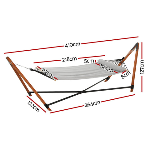 Gardeon Wooden Hammock Chair with Stand Linen Hammock Bed Timber Steel 200KG-1