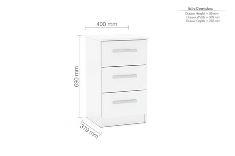 Lynx 3 Drawer Bedside-5