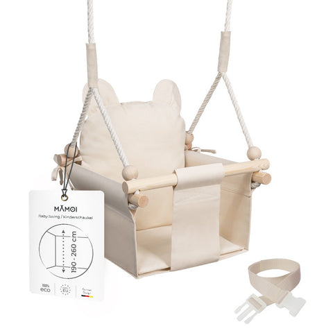 MAMOI® Babyschaukel, Baby schaukel Indoor Outdoor, Kinderschaukel aus Holz, Holzschaukel für Kinder, Schaukeln für türrahmen, Swing, Kleinkinderschaukel ab 1 jahr für Kinderzimmer-0