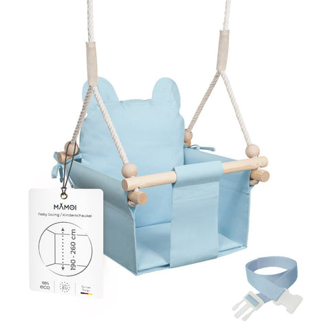 MAMOI® Babyschaukel, Baby schaukel Indoor Outdoor, Kinderschaukel aus Holz, Holzschaukel für Kinder, Schaukeln für türrahmen, Swing, Kleinkinderschaukel ab 1 jahr für Kinderzimmer-0