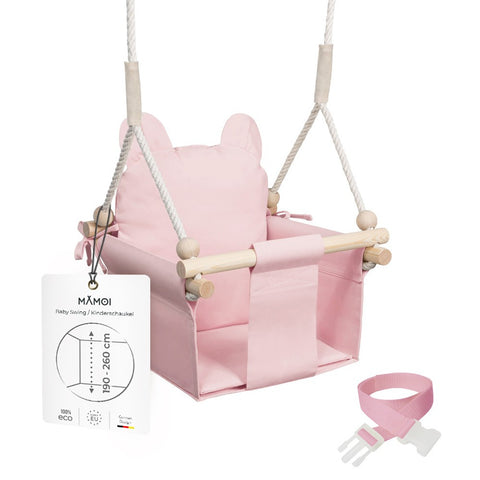 MAMOI® Babyschaukel, Baby schaukel Indoor Outdoor, Kinderschaukel aus Holz, Holzschaukel für Kinder, Schaukeln für türrahmen, Swing, Kleinkinderschaukel ab 1 jahr für Kinderzimmer-0