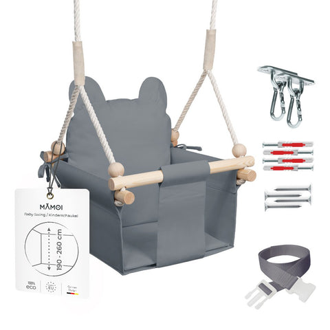 MAMOI® Babyschaukel, Baby schaukel Indoor Outdoor, Kinderschaukel aus Holz, Holzschaukel für Kinder, Schaukeln für türrahmen, Swing, Kleinkinderschaukel ab 1 jahr für Kinderzimmer-0