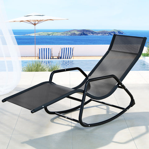 Gardeon Sun Lounge Rocking Chair Outdoor Lounger Patio Furniture Pool Garden-5