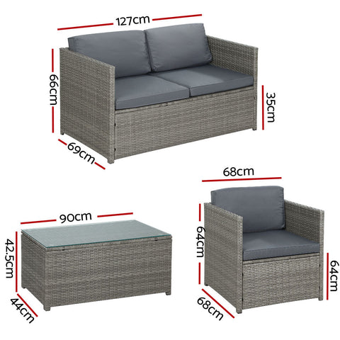 Gardeon Outdoor Furniture Sofa Set 4-Seater Wicker Lounge Setting Table Chairs-1