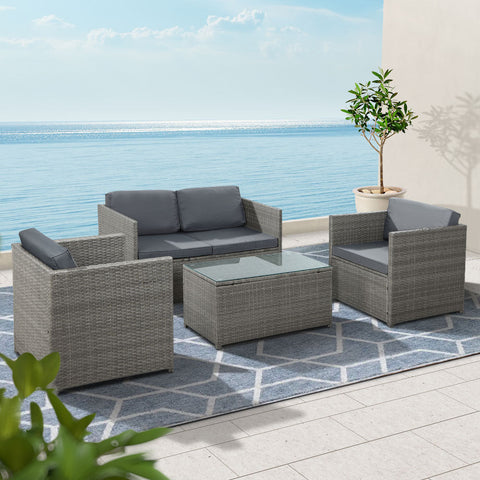 Gardeon Outdoor Furniture Sofa Set 4-Seater Wicker Lounge Setting Table Chairs-7