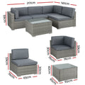 Gardeon 5-Piece Outdoor Furniture Sofa Set Wicker Lounge Setting Table Chairs-1