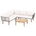 Gardeon 4pcs Outdoor Sofa Set Modular Aluminum Lounge Setting Wooden 5 Seaters-0