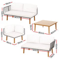 Gardeon 4pcs Outdoor Sofa Set Modular Aluminum Lounge Setting Wooden 5 Seaters-1