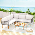 Gardeon 4pcs Outdoor Sofa Set Modular Aluminum Lounge Setting Wooden 5 Seaters-3