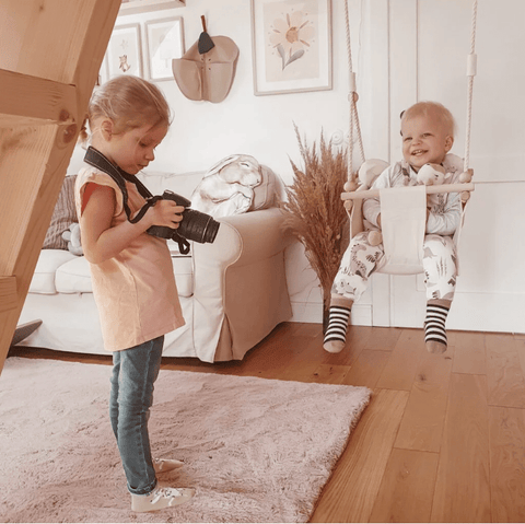 MAMOI® Babyschaukel, Baby schaukel Indoor Outdoor, Kinderschaukel aus Holz, Holzschaukel für Kinder, Schaukeln für türrahmen, Swing, Kleinkinderschaukel ab 1 jahr für Kinderzimmer-4