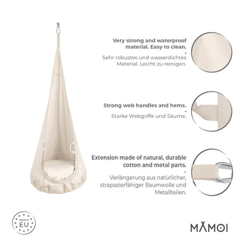 MAMOI® Hängesessel für kinder, Therapieschaukel, Schaukel für kinderzimmer, Hängehöhle, Hängeschaukel, Sensory swing, Schaukeltuch indoor, Hängesack, Tuchschaukel, Babyschaukel, Hängetuch-2