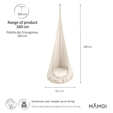 MAMOI® Hängesessel für kinder, Therapieschaukel, Schaukel für kinderzimmer, Hängehöhle, Hängeschaukel, Sensory swing, Schaukeltuch indoor, Hängesack, Tuchschaukel, Babyschaukel, Hängetuch-1