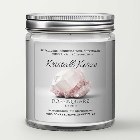 LIEBE - Rosenquarz Kristall Duftkerze - Kaschmir |  Patchouli | Jasmin - Heilende Kerze, Edelsteine, Reiki, Kristall, Stein, Heilung, Reinigung, Meditation-3