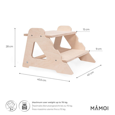 MAMOI® Tritthocker Kinder Holz | Tritthocker Kinder 2 Stufen | Holz Tritthocker Kinder | Tritthocker Zweistufig aus natürlichem Holz | Tritthocker Kind | 100% ECO | Made in EU-2