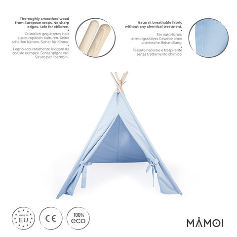 MAMOI® Kinderzelt für drinnen, Spielzelt für kinder indoor, Tipi zelt für kinderzimmer, Tippi Kinderspielzelt mit matte und kissen, Spielhaus für zimmer, Tent for kids-1