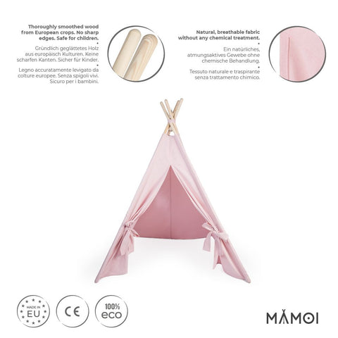 MAMOI® Kinderzelt für drinnen, Spielzelt für kinder indoor, Tipi zelt für kinderzimmer, Tippi Kinderspielzelt mit matte und kissen, Spielhaus für zimmer, Tent for kids-1