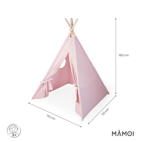 MAMOI® Kinderzelt für drinnen, Spielzelt für kinder indoor, Tipi zelt für kinderzimmer, Tippi Kinderspielzelt mit matte und kissen, Spielhaus für zimmer, Tent for kids-2