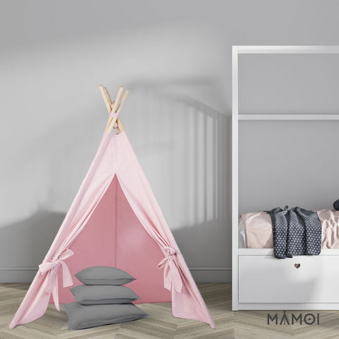 MAMOI® Kinderzelt für drinnen, Spielzelt für kinder indoor, Tipi zelt für kinderzimmer, Tippi Kinderspielzelt mit matte und kissen, Spielhaus für zimmer, Tent for kids-4