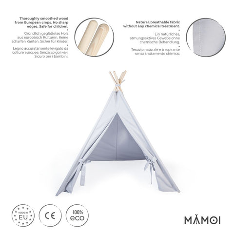 MAMOI® Kinderzelt für drinnen, Spielzelt für kinder indoor, Tipi zelt für kinderzimmer, Tippi Kinderspielzelt mit matte und kissen, Spielhaus für zimmer, Tent for kids-1