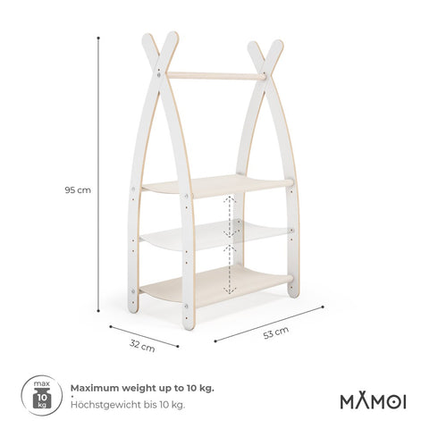 MAMOI® Kleiderstange Baby Kinderzimmer | Kinderkleiderstange 53x95x32cm | Kinder Kleiderständer Baby | Garderobenständer | Baby Garderobe | Kindergarderobe | 100% ECO | Made in EU-2