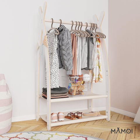 MAMOI® Kleiderstange Baby Kinderzimmer | Kinderkleiderstange 53x95x32cm | Kinder Kleiderständer Baby | Garderobenständer | Baby Garderobe | Kindergarderobe | 100% ECO | Made in EU-4