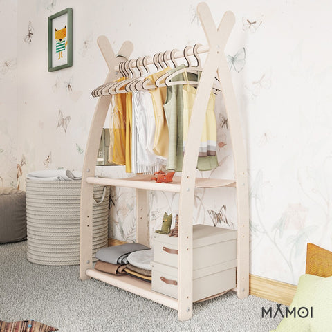 MAMOI® Kleiderstange Baby Kinderzimmer | Kinderkleiderstange 53x95x32cm | Kinder Kleiderständer Baby | Garderobenständer | Baby Garderobe | Kindergarderobe | 100% ECO | Made in EU-4