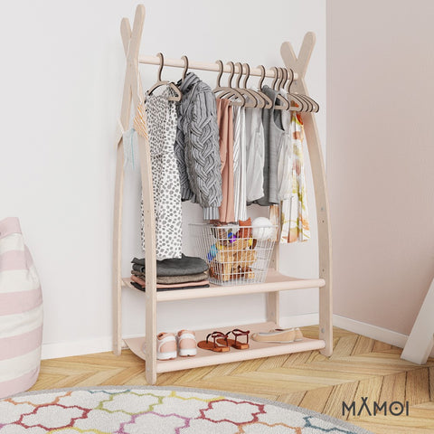 MAMOI® Kleiderstange Baby Kinderzimmer | Kinderkleiderstange 53x95x32cm | Kinder Kleiderständer Baby | Garderobenständer | Baby Garderobe | Kindergarderobe | 100% ECO | Made in EU-5