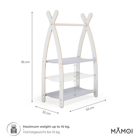 MAMOI® Kleiderstange Baby Kinderzimmer | Kinderkleiderstange 53x95x32cm | Kinder Kleiderständer Baby | Garderobenständer | Baby Garderobe | Kindergarderobe | 100% ECO | Made in EU-2