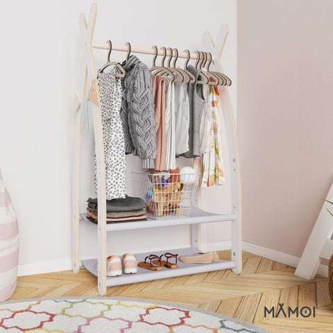 MAMOI® Kleiderstange Baby Kinderzimmer | Kinderkleiderstange 53x95x32cm | Kinder Kleiderständer Baby | Garderobenständer | Baby Garderobe | Kindergarderobe | 100% ECO | Made in EU-4