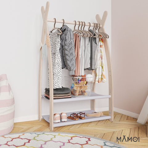 MAMOI® Kleiderstange Baby Kinderzimmer | Kinderkleiderstange 53x95x32cm | Kinder Kleiderständer Baby | Garderobenständer | Baby Garderobe | Kindergarderobe | 100% ECO | Made in EU-5